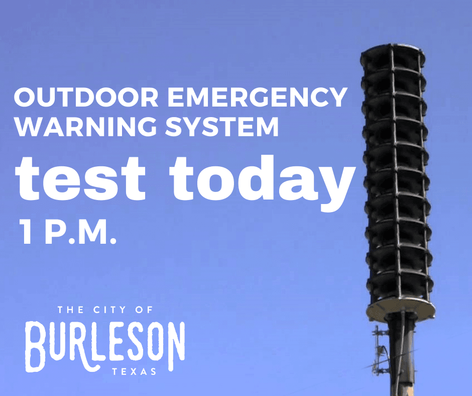 outdoor warning system test at 1 p.m.