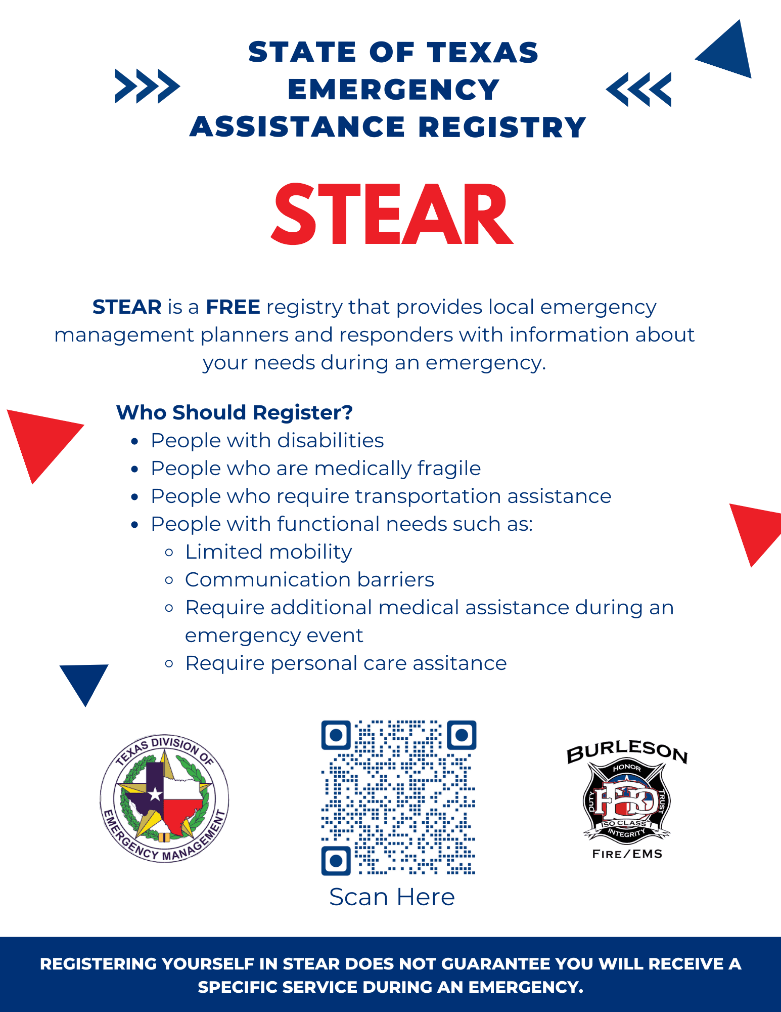 Informational Flyer for STEAR service