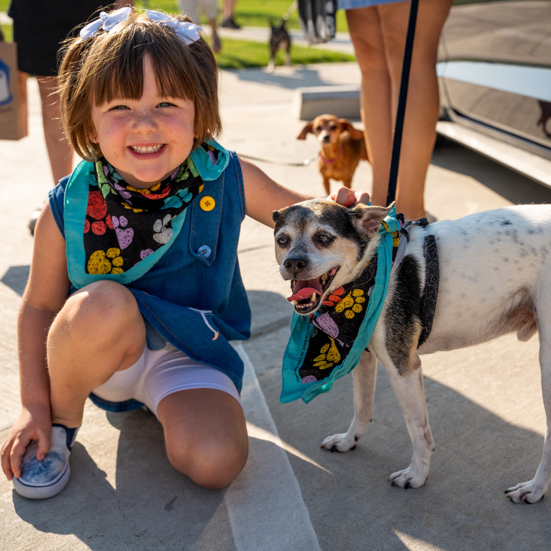 photo of a girl and dog