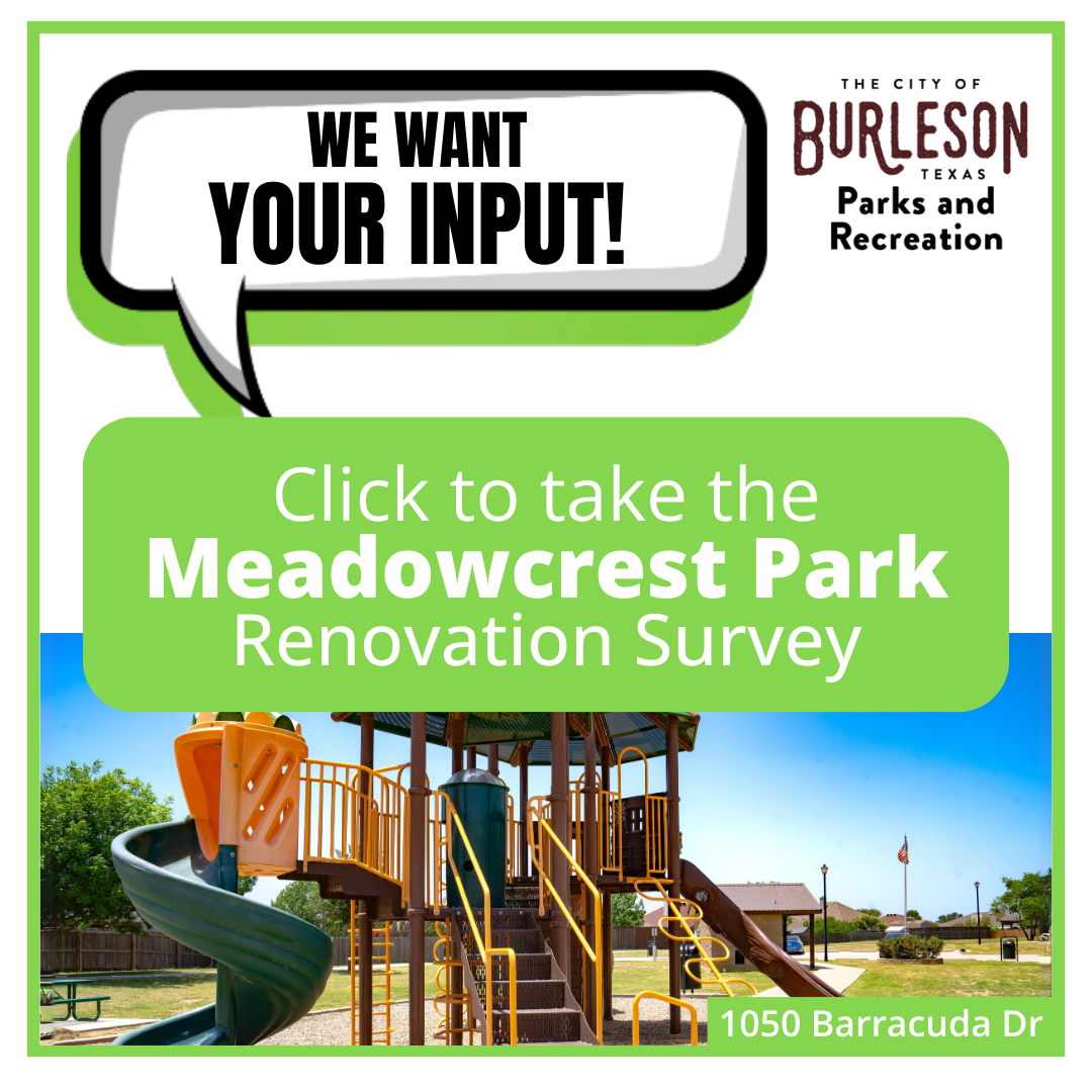Image stating Click here to take the Meadowcrest Park Renovation Survey