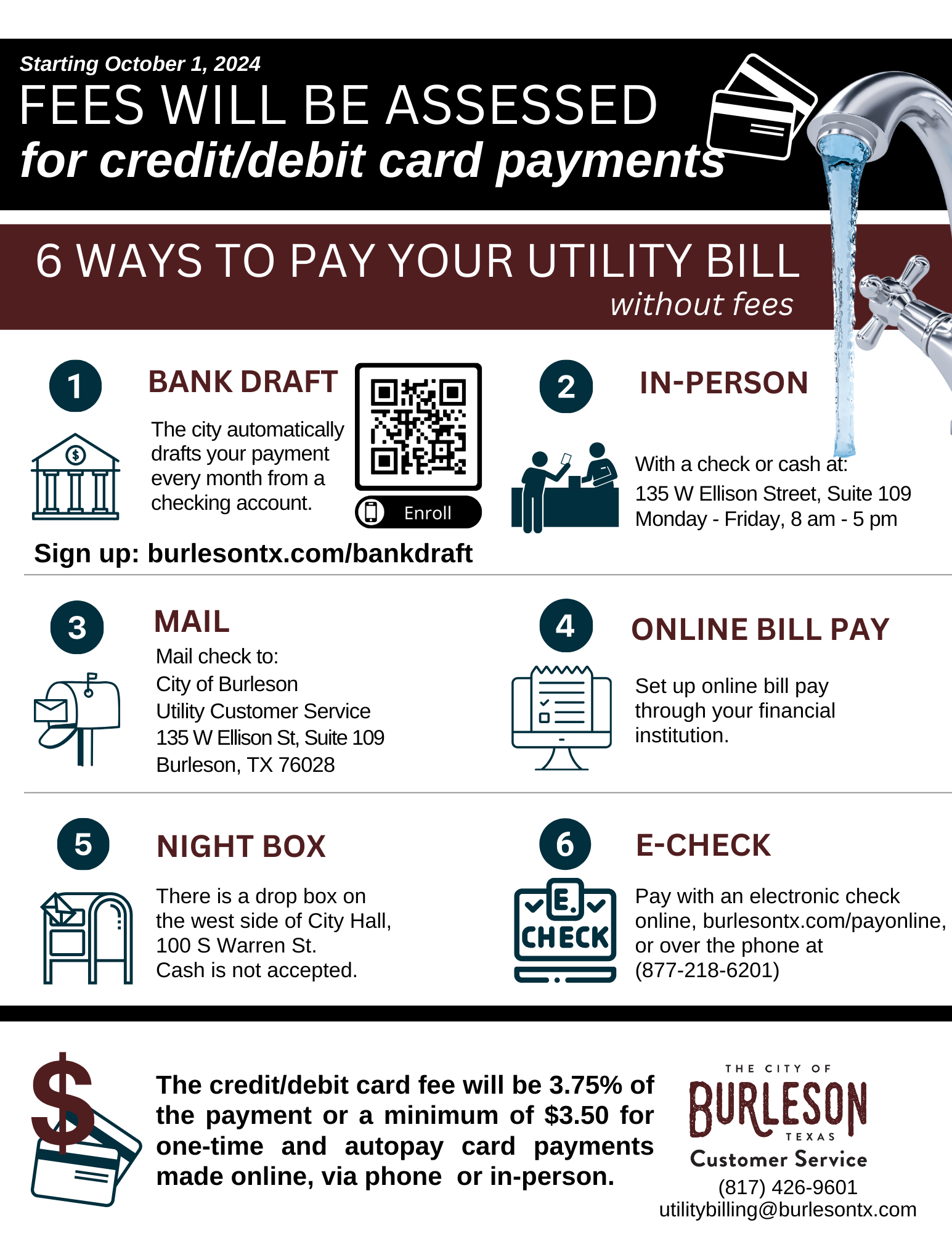 Flyer explaining all the ways to pay your utility bill