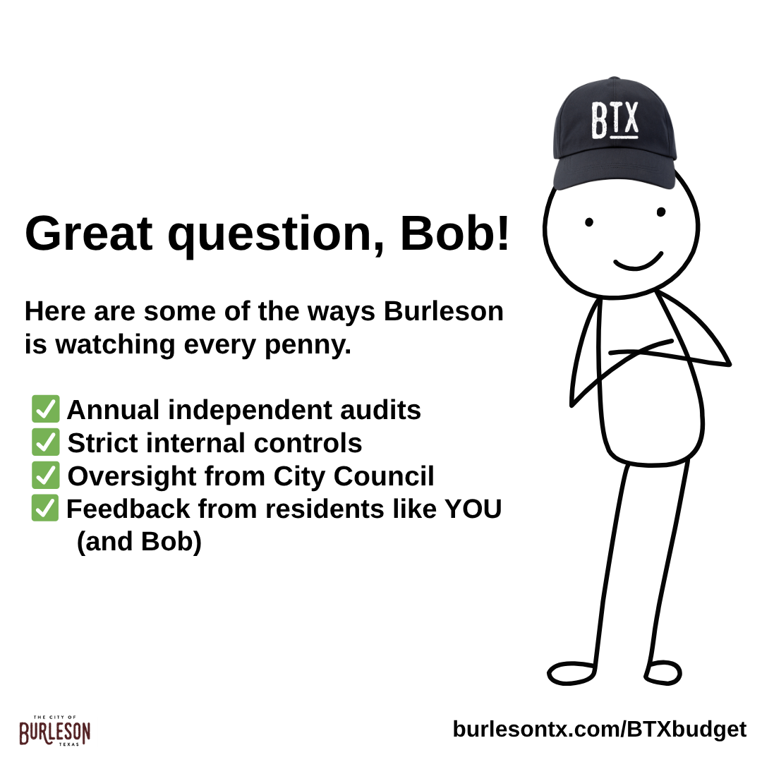 a graphic of the a stick figure that lists the financial controls the city uses