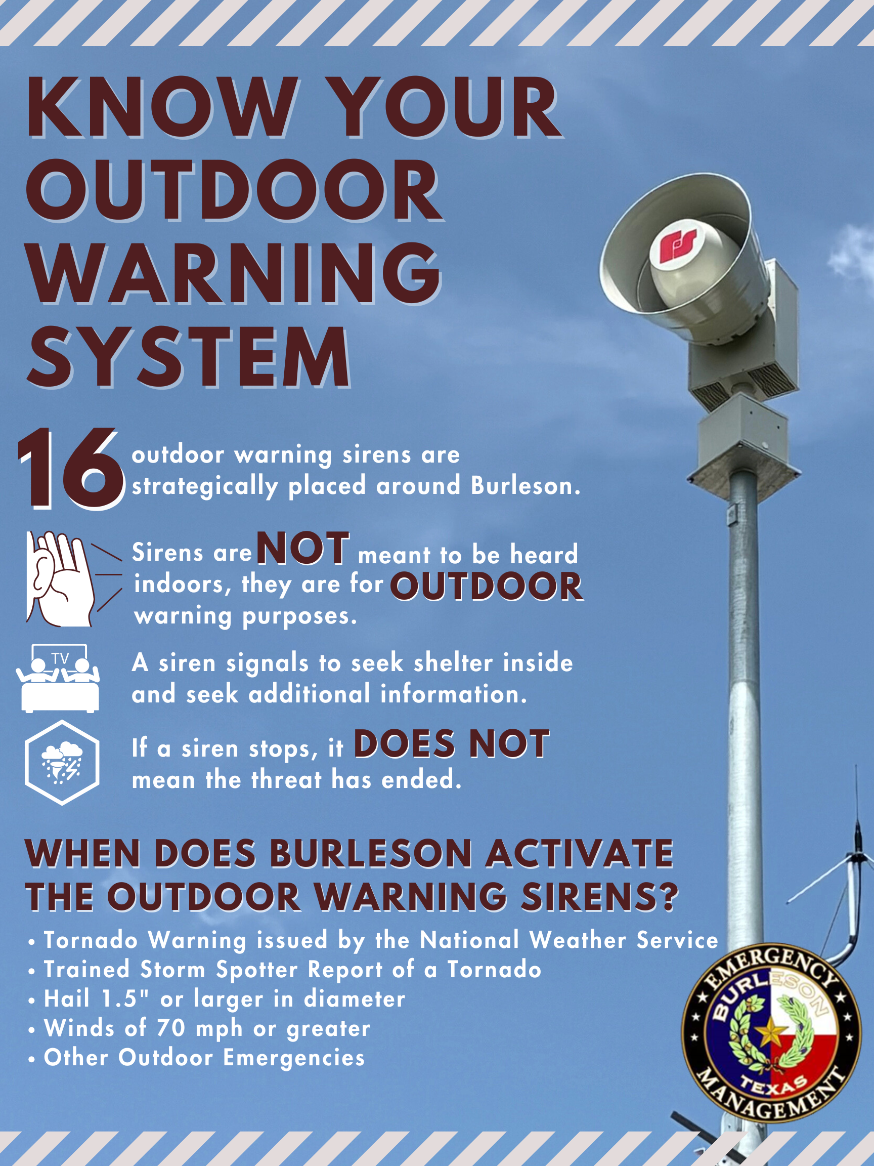 Flyer about Burleson Outdoor Warning System
