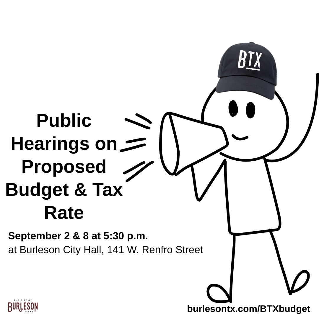 a graphic with text that reads public hearings on proposed budget and tax rate