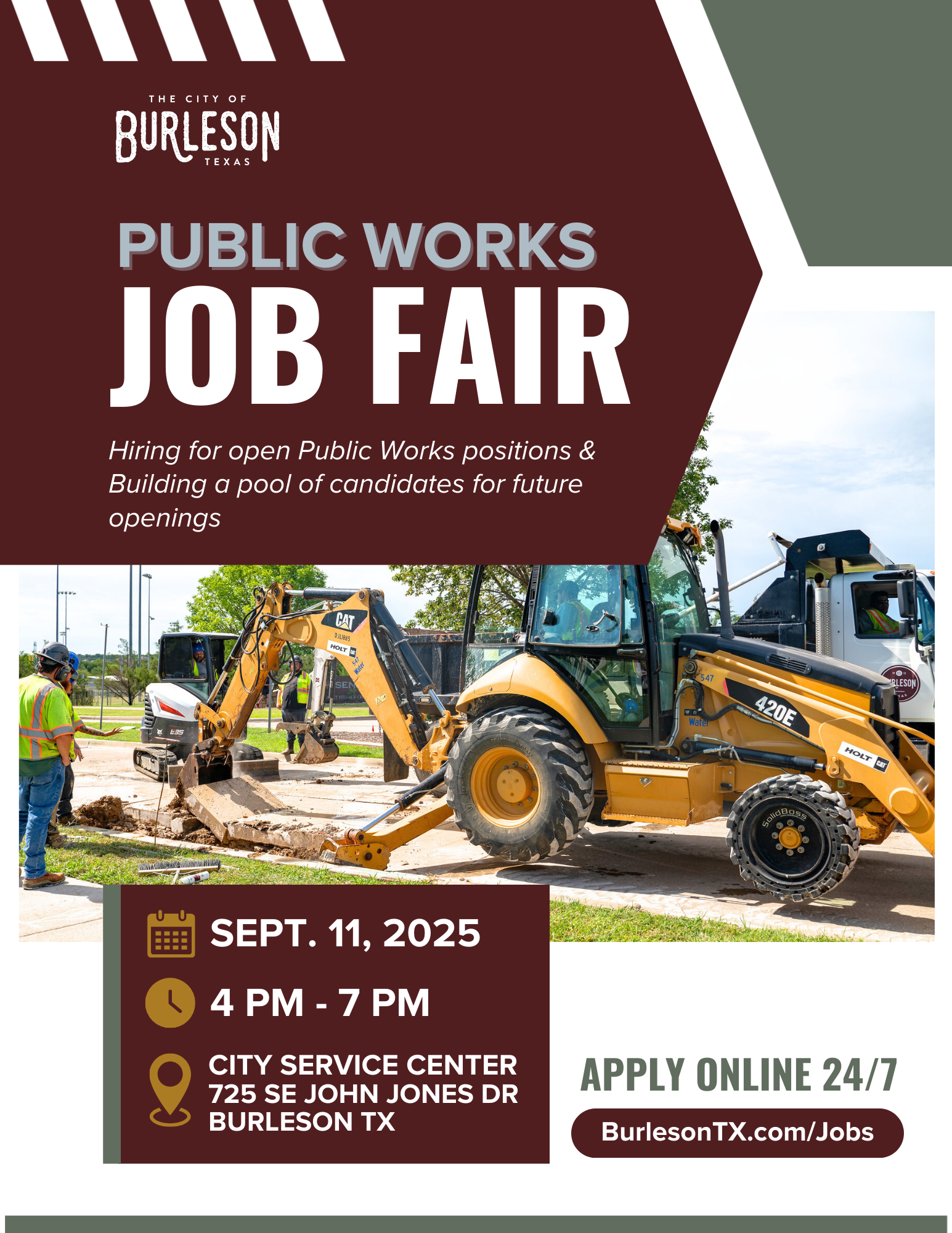 Flyer for the Public Works Job Fair on September 11 from 4-7 p.m.