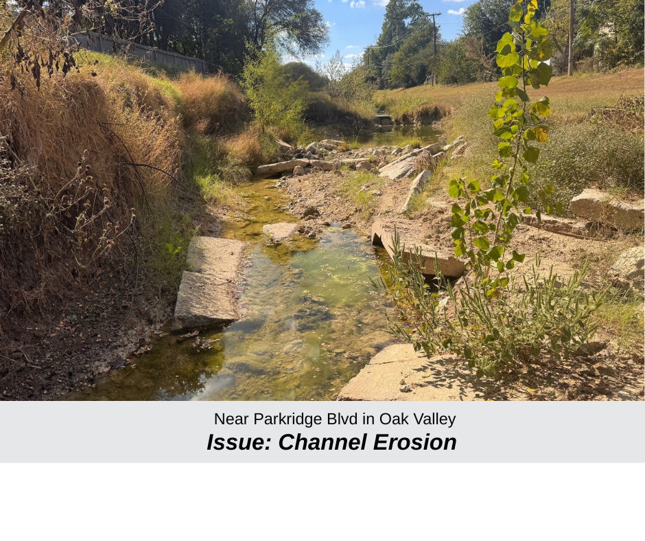 a photo of channel erosion near Parkridge Blvd