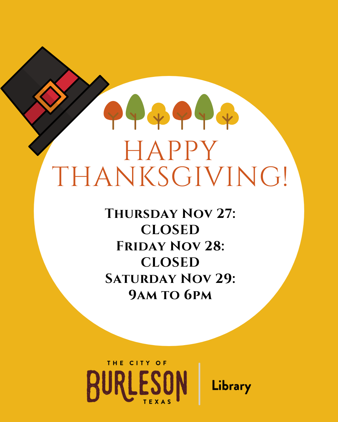 Thanksgiving Holiday Hours Flyer