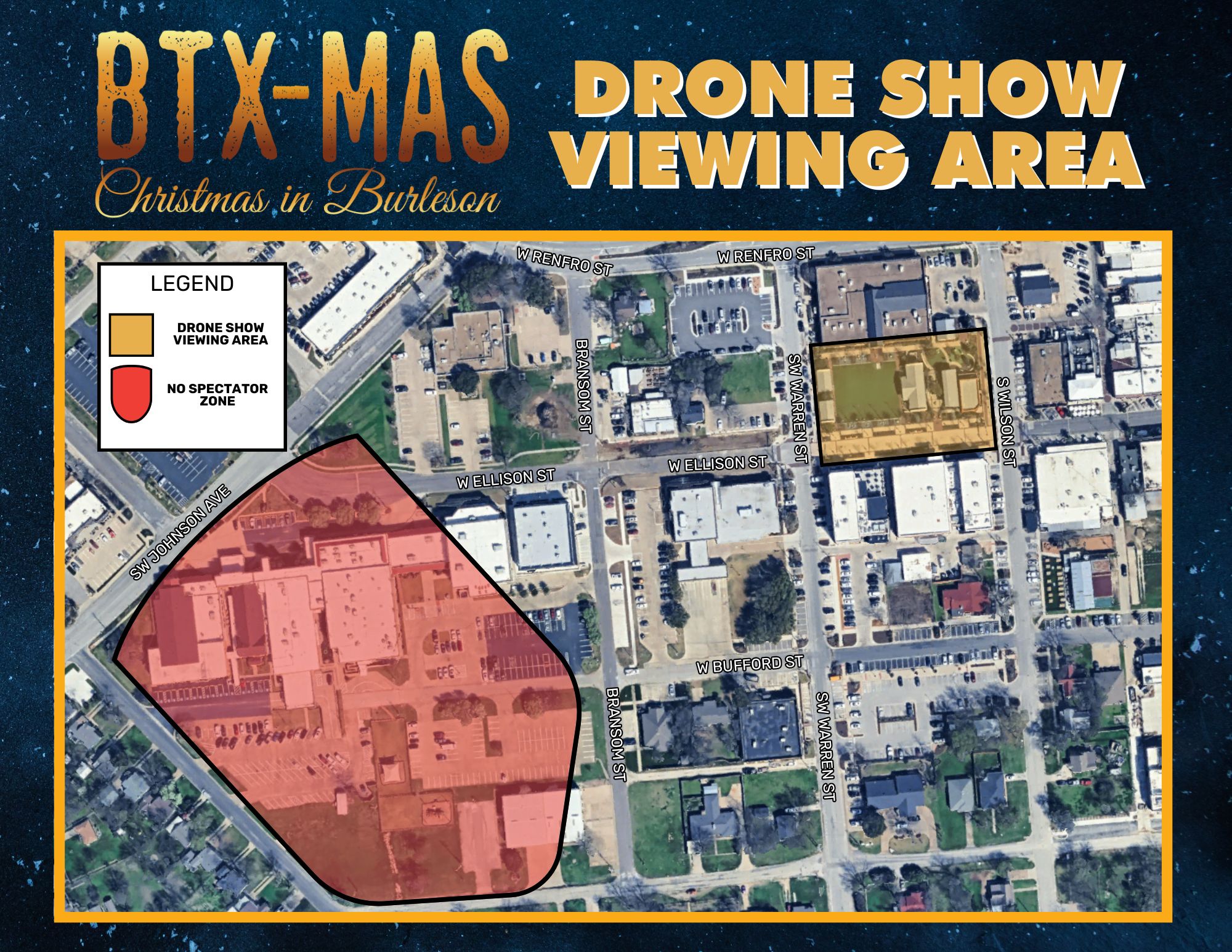 2025 BTX-MAS Drone Show Viewing Map