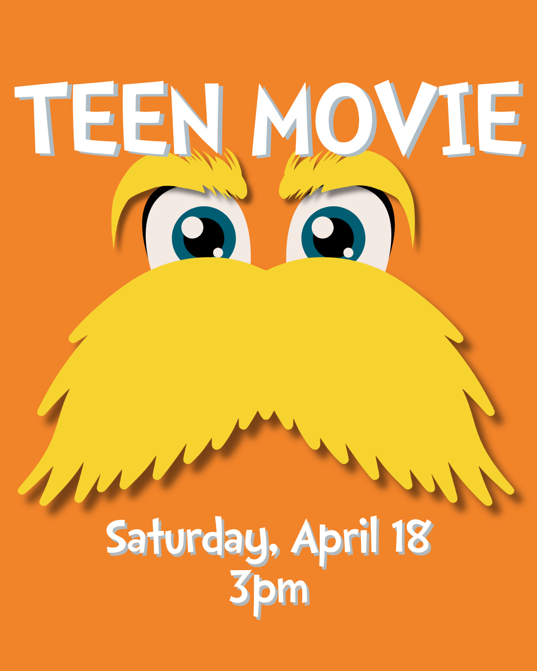 Teen Movie flyer for event happening April 18 at 3p.m. at the Burleson Public Library.