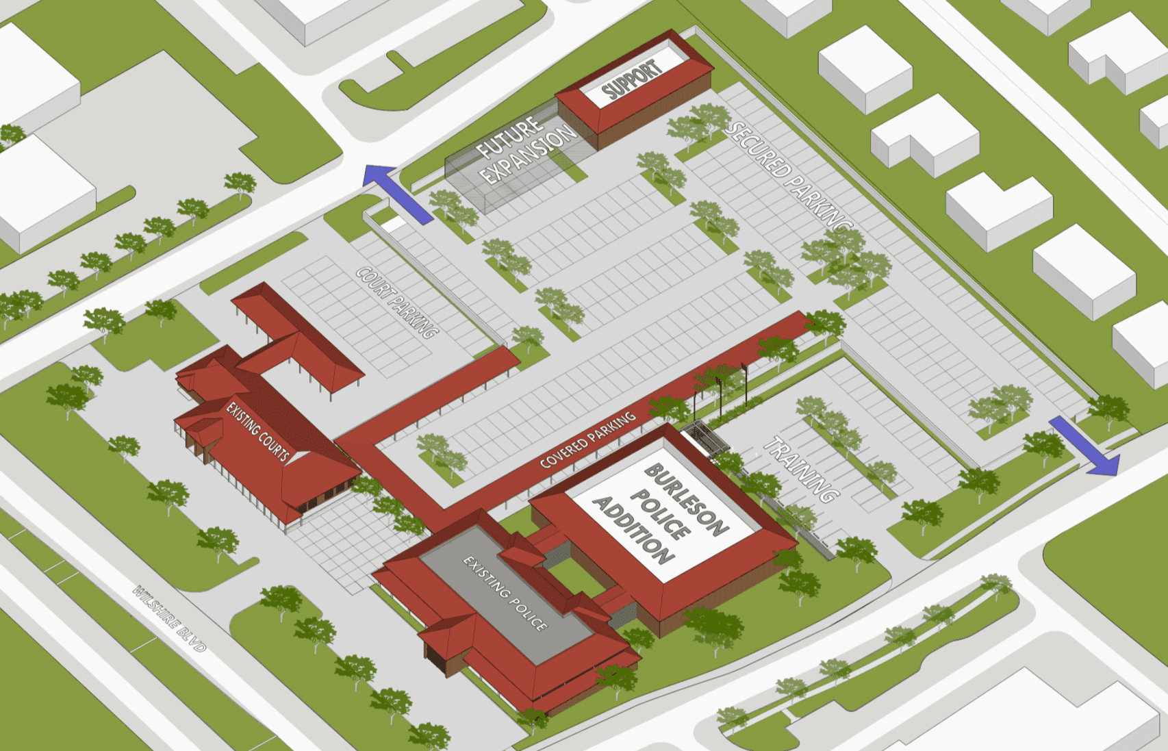 Burleson PD aerial rendering 
