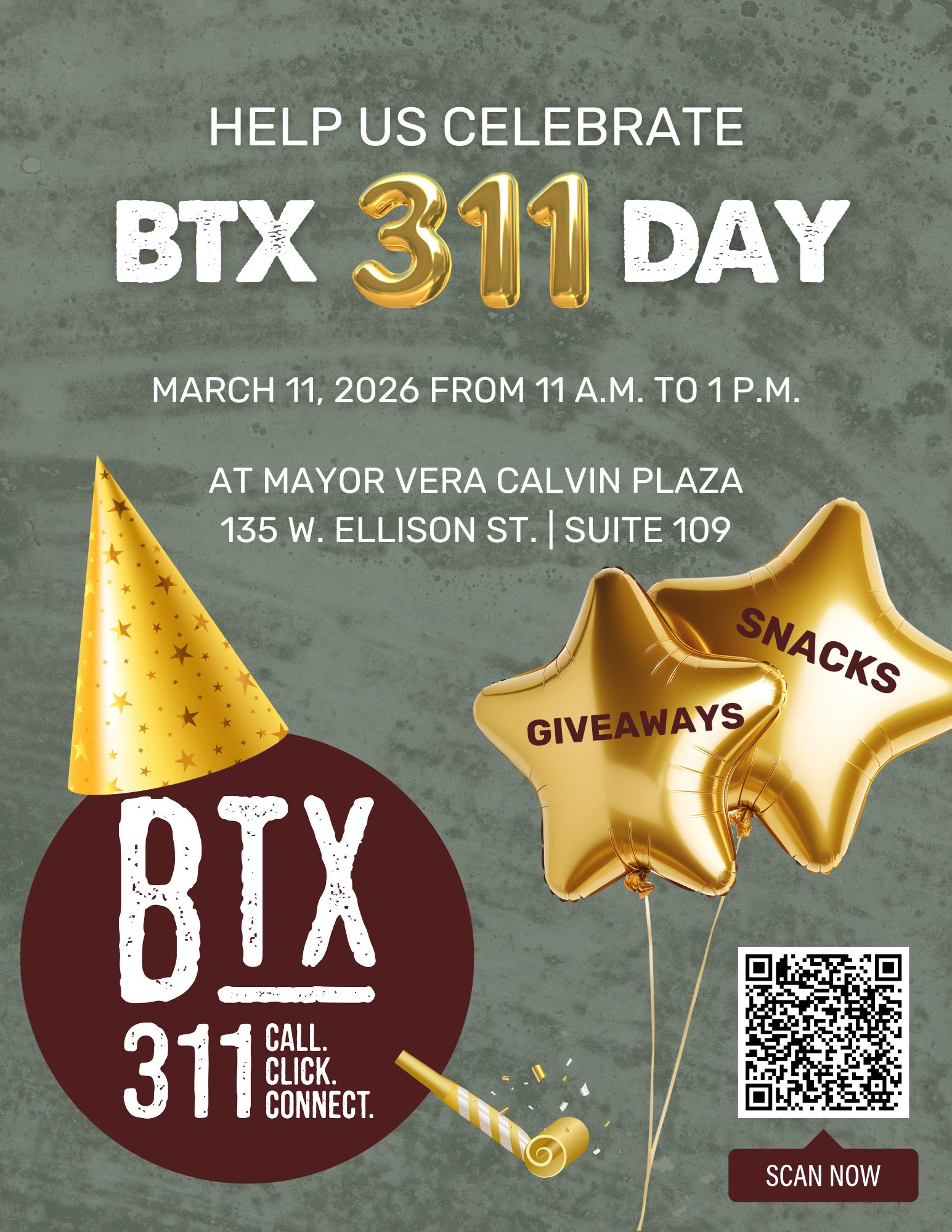 Flyer advertising BTX 311 Day on March 11 starting at 11 a.m.